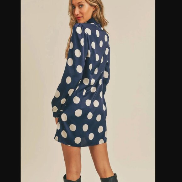 NWT Polka Dot Time Satin Shirt Dress Size Small - Picture 3 of 11